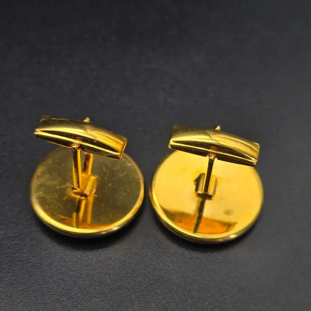 Orange Janus Cameo Cufflinks Greek Roman Gold Gold Tone Vintage NOS